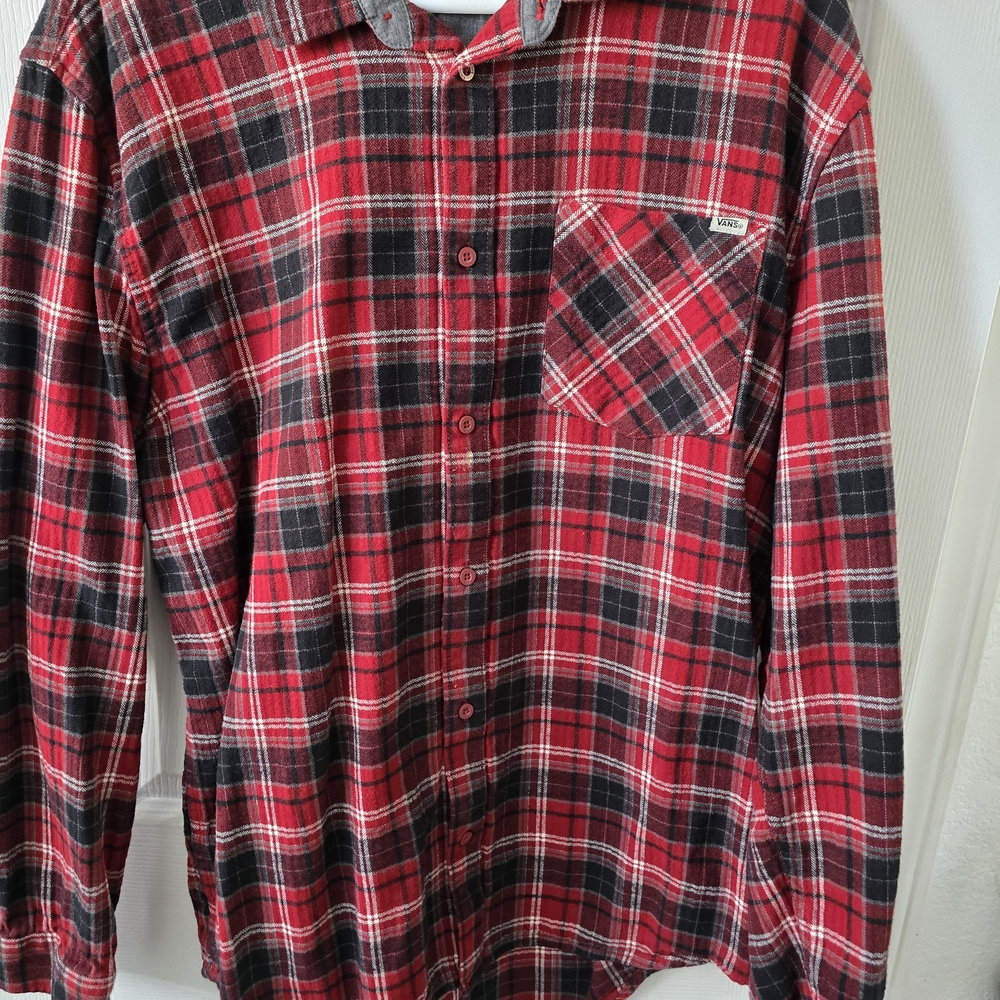 Vans Red and Black Plaid Men's Shirt